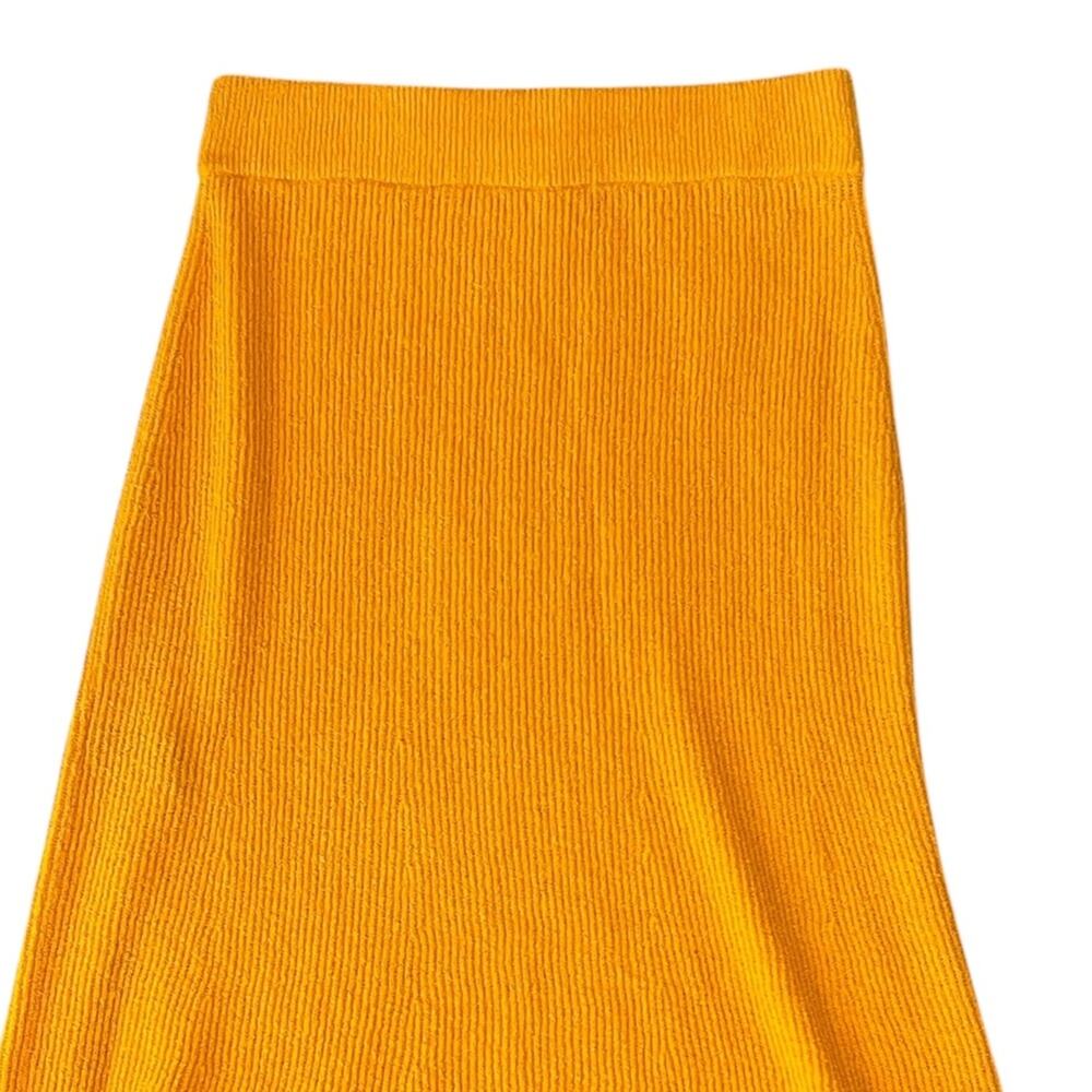 Rag & Bone Women's Soleil Deep Yellow Knit Midi Skirt Size Medium - Picture 8 of 13